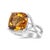 Contemporary 14K White Gold 12mm Cushion Cut Yellow Citrine Gemstone and 1/3 Cttw Round Pave-Set Diamond Ring - (H-I Color, VS1-VS2 Clarity)- Size 6.5 For Sale - Image 3 of 7