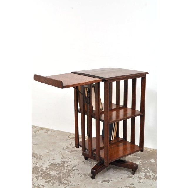 Antique Revolving Bookcase in Oak with Top, 1900s For Sale - Image 14 of 17