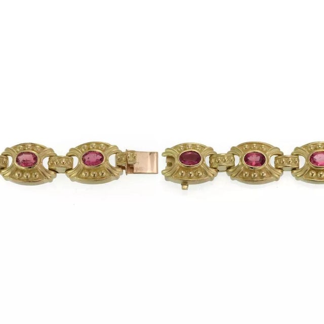 Judith Ripka Tourmaline Bracelet 18k Yellow Gold Fancy Link For Sale - Image 4 of 5