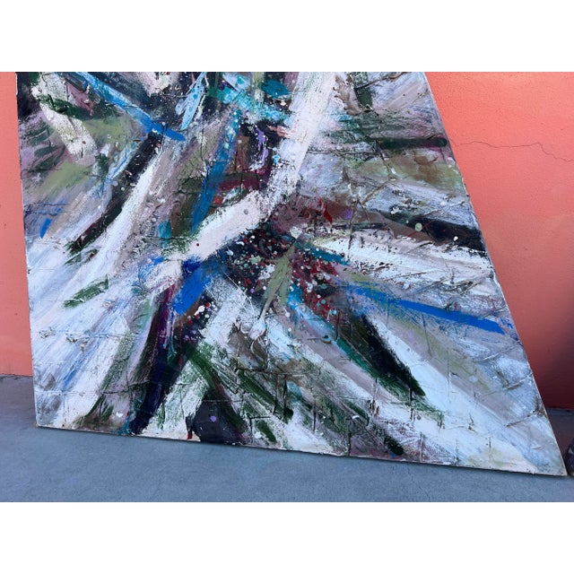 1980s Large 1980's Vintage Expressionist Abstract Textured Oil Paintings - a Pair For Sale - Image 5 of 13