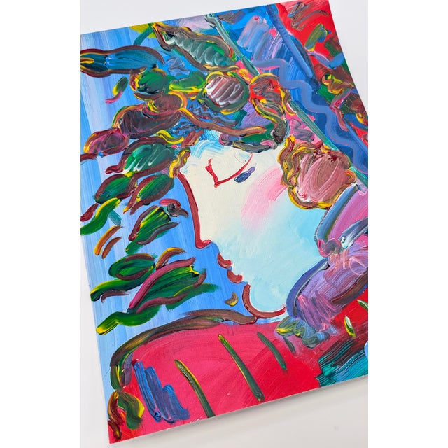 Peter Max Peter Max, Blushing Beauty Ver. I #38, Unique Acrylic Painting on Paper, Hand Signed, 2011 For Sale - Image 4 of 6