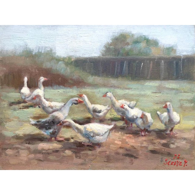 2020s Framed Goose Original Painting Summer Landscape For Sale - Image 5 of 15