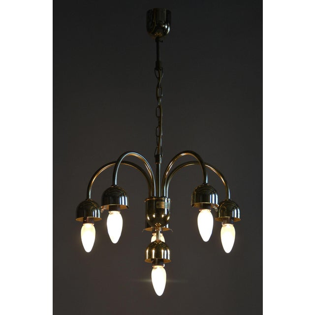 Mid-Century Chandelier in Brass and Opaline Glass, Czech, 1950s For Sale - Image 14 of 16