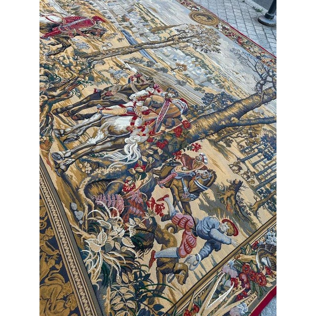 Red Aubusson Style Jacquard Tapestry, 1980s For Sale - Image 8 of 18