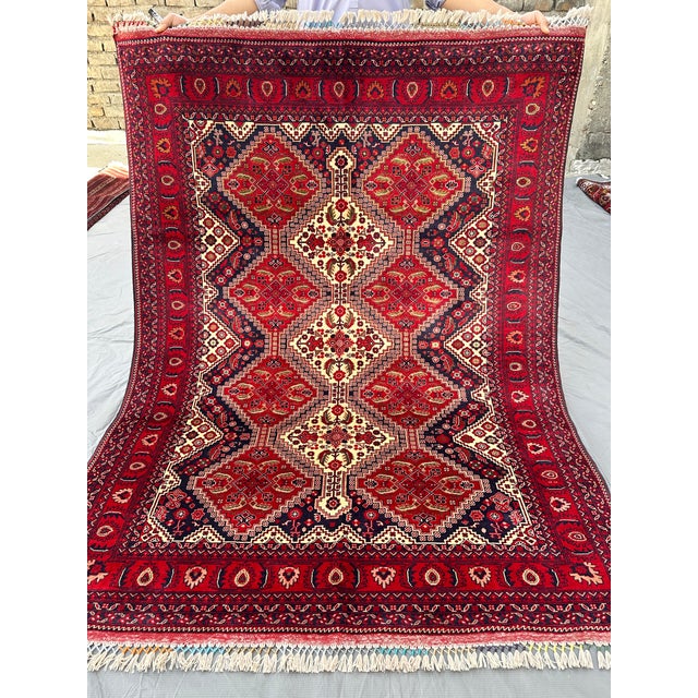 Fine Afghan Khal Mohammadi Biljik Wool Medallion Rug - 6'9" X 4'10" For Sale - Image 11 of 12