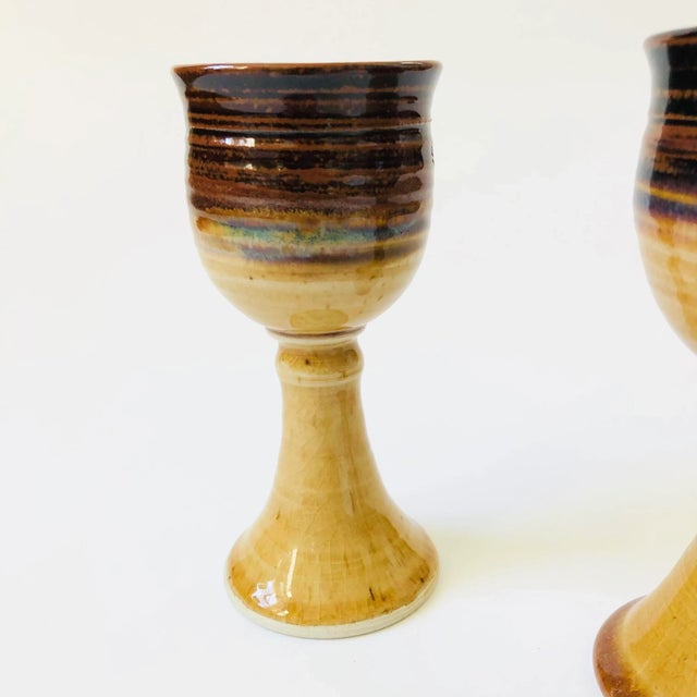 Contemporary Studio Pottery Goblets - Set of 2 For Sale - Image 3 of 7