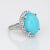 Modern Mid 20th Century Egg Shell Blue Turquoise Diamond Ring Platinum Estate Large Cocktail Jewelry size 6 For Sale - Image 3 of 7