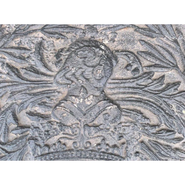 Black Antique Cast Iron Fireplace Backplate, 1700s For Sale - Image 8 of 15