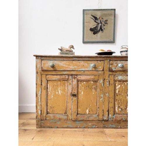 Long 19th Century Irish Dry Scraped Pine Sideboard For Sale - Image 3 of 10