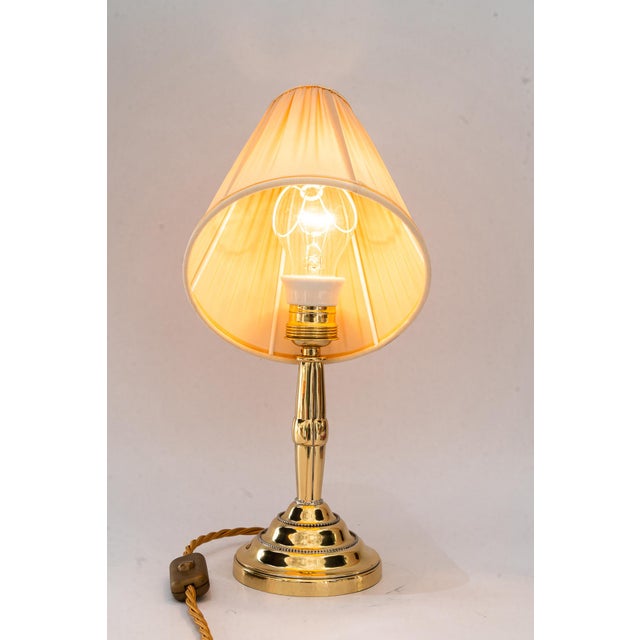 Art Deco Brass Table Lamp with Fabric Shade, Vienna, Austria, 1920s For Sale - Image 16 of 17
