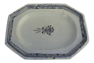 French 19th Century Faience Rouen Platter Staple Repair