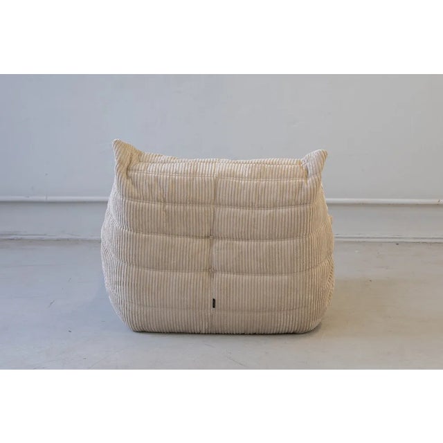 Ligne Roset Beige Corduroy Togo Lounge Chair by Michel Ducaroy for Ligne Roset For Sale - Image 4 of 9