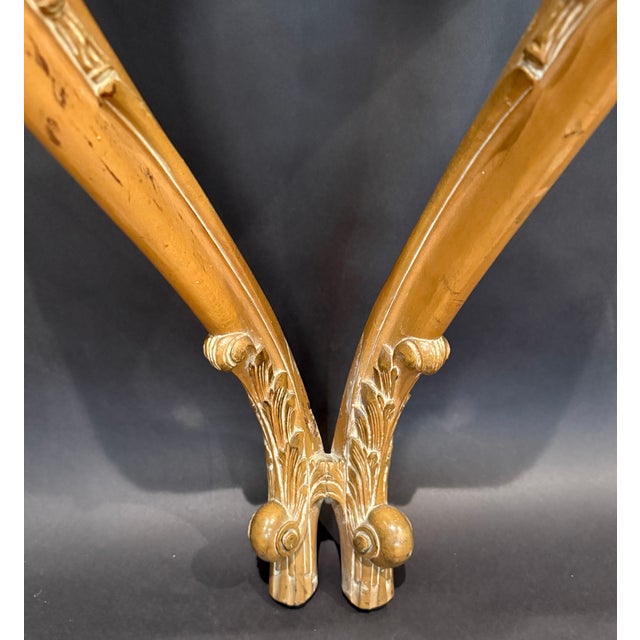 Mid 20th Century Louis XV Style Hand Carved Beechwood Console With Carrara White Marble Top For Sale - Image 4 of 9