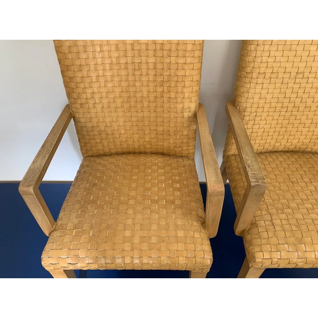 Vintage Woven Leather Chairs- a Pair For Sale - Image 12 of 13