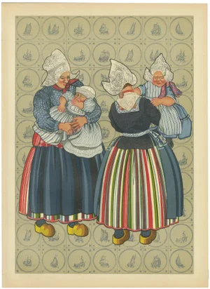 After Rie Cramer, Women & Children of Volendam in Traditional Dress, 1932, Paper