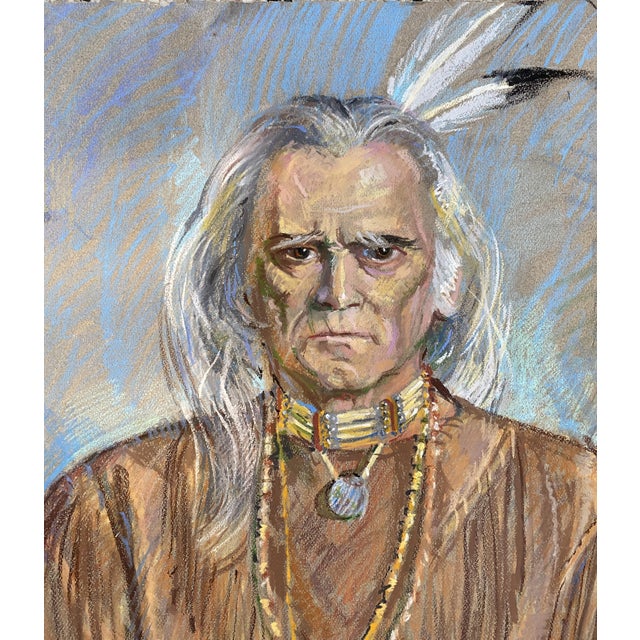 1996 portrait of Chief Redbone of the Ramapough Tribe painted over numerous sittings in the then studio of listed artist...