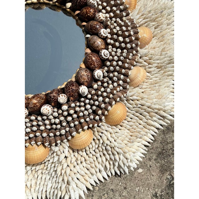 Vintage Coastal Handmade Shell Mirror | Chairish
