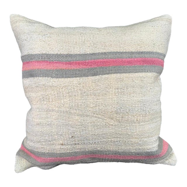 Turkish Hemp Pillow Cushion Natural Beige Pink Pillow Cushion Cover 24x24 For Sale