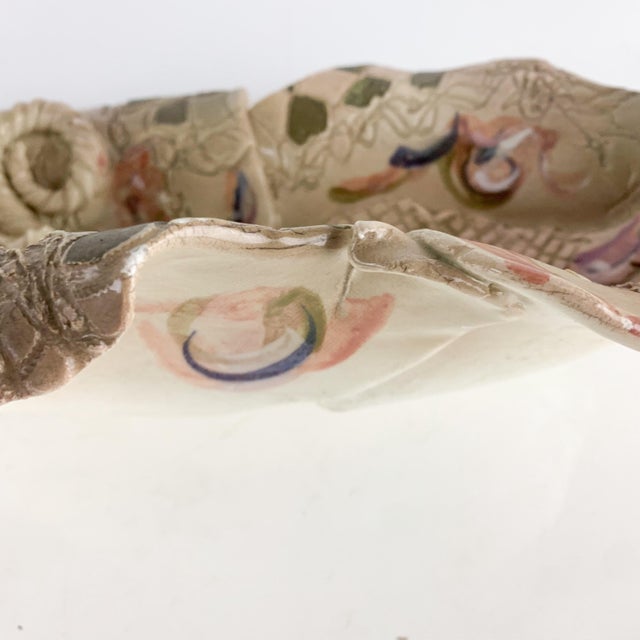 Pink Vintage Signed Gail Markiewicz Art Pottery Textured Free Form Sculptural Bowl For Sale - Image 8 of 11