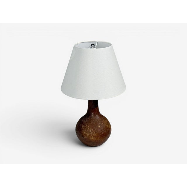 Mid-Century Modern 1960s Søholm Stentøj, Danish Modern, Table Lamp, Burnt Orange Ceramic, Denmark For Sale - Image 3 of 8