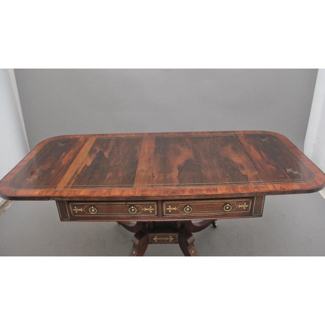 Regency Rosewood and Brass Inlaid Sofa Table, 1820s For Sale - Image 10 of 15