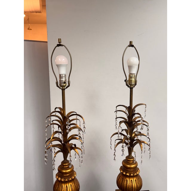 Gold Vintage Italian Regency Table Lamps, Pair For Sale - Image 8 of 12