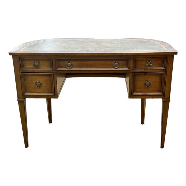 Early 20th Century Sligh-Lowry Regency Revival Writing Desk – Kidney Shaped, Leather Top For Sale