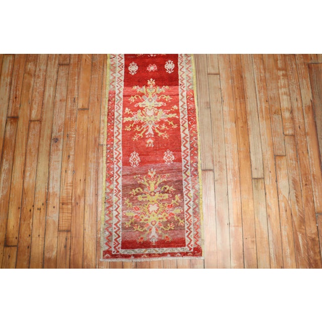 Early 20th Century Zabihi Collection Turkish Sivas Red Small Runner - 1'6" x 5'10" For Sale - Image 9 of 10