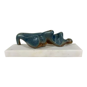 Vintage Abstract Reclining Female Sculpture in the Manner of Henry Moore