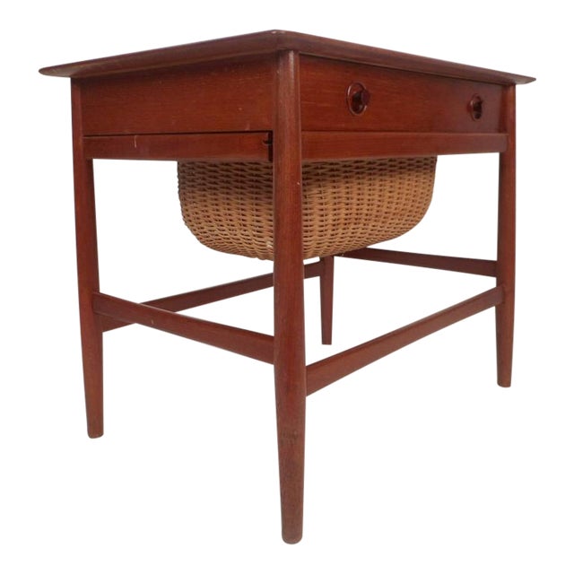 MidCentury Modern Danish Teak Sewing Basket End Table Chairish