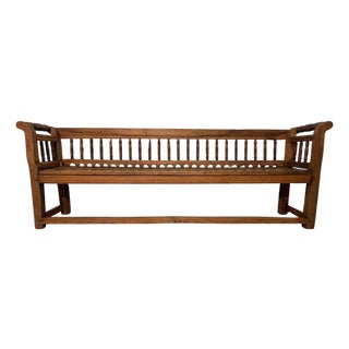 19th Century Walnut Bench with Worked Backrest and Armrests For Sale