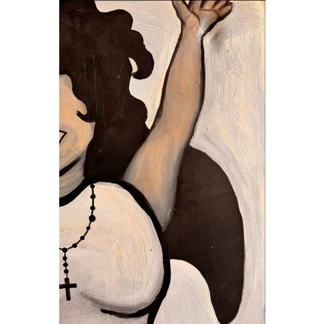 Late 20th Century Icon Painting on a Post Modern Textile by Unknown Artist For Sale - Image 4 of 13