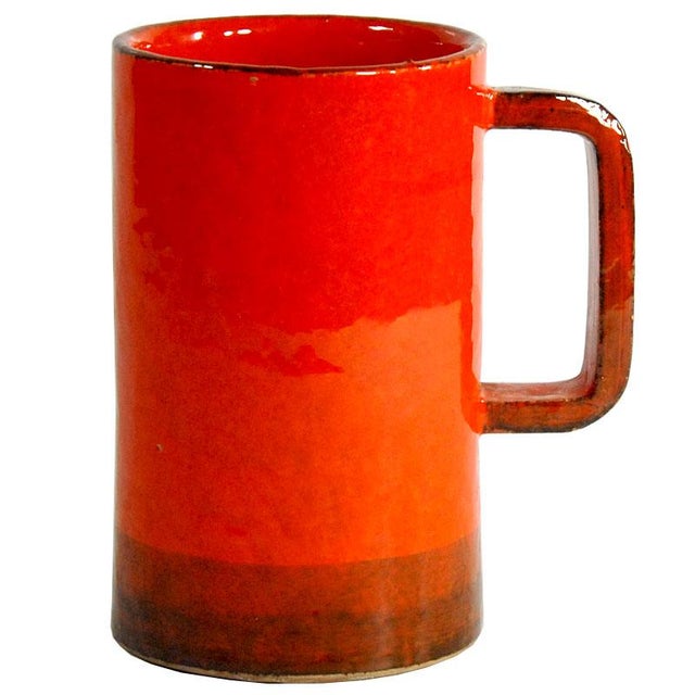 Italian Orange and Red Ceramic Mug from Keramos di Ghigo, 1960s For Sale - Image 9 of 9
