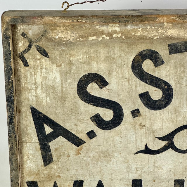 Antique Large Hand Painted Wood Trade Sign for Wallpaper Merchant For Sale - Image 4 of 11
