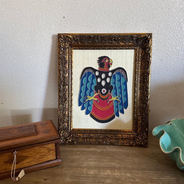 Metal Amazing Fun Colorful Folk Art Piece of Bird Art, Zipper and Sand Art by Artist Hazel Sprinkle For Sale - Image 7 of 8