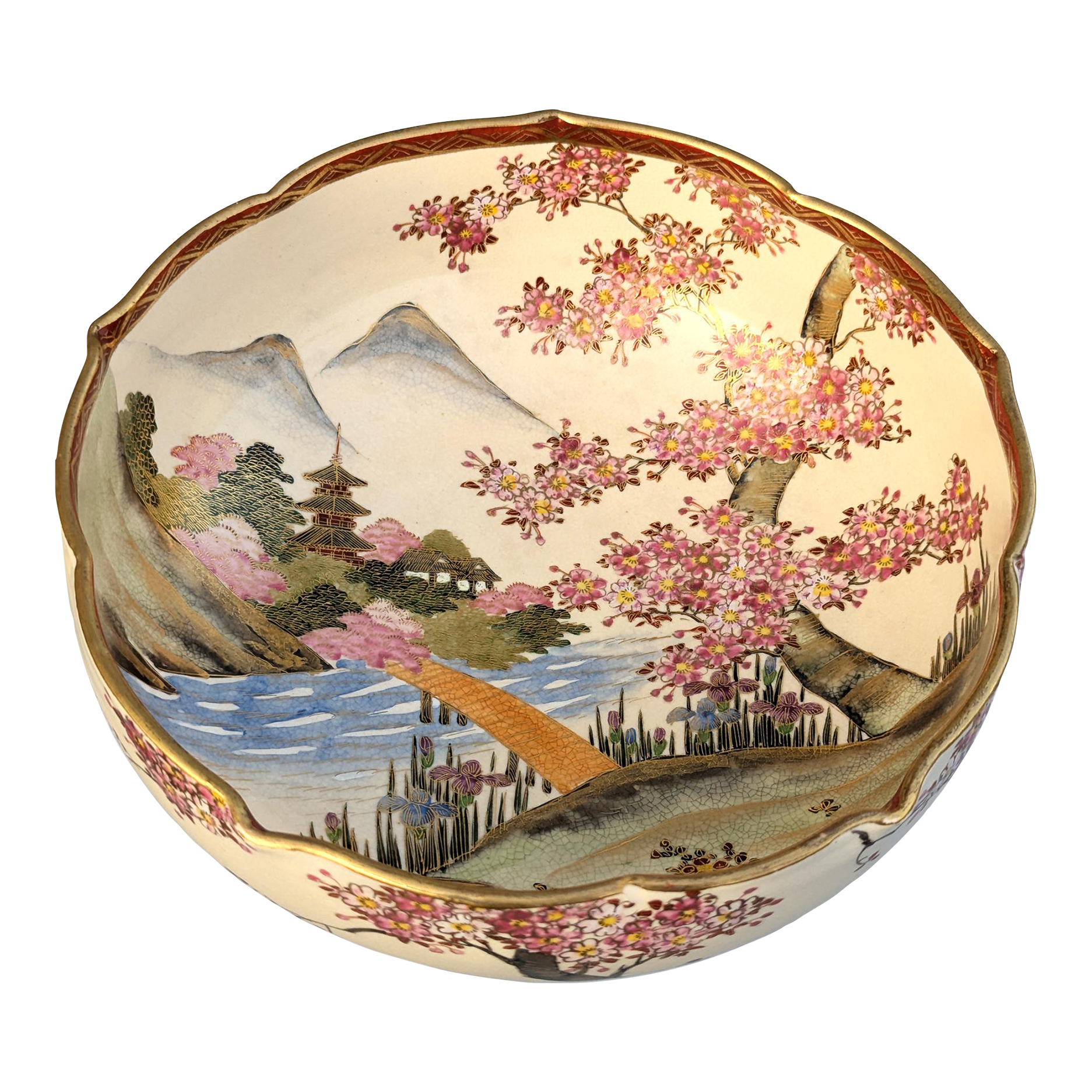 Large Mid 20th Century Japanese Koshida Satsuma Bowl With