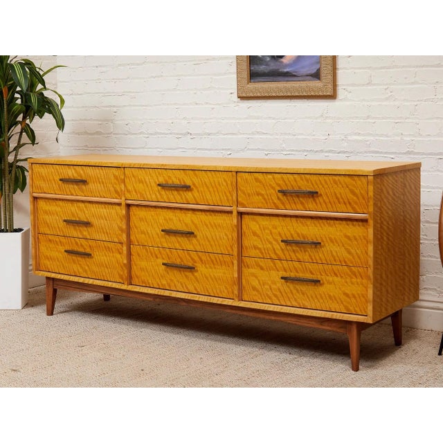 Mid-Century Modern Madagascar Vintage Nine Drawer Dresser For Sale - Image 3 of 12
