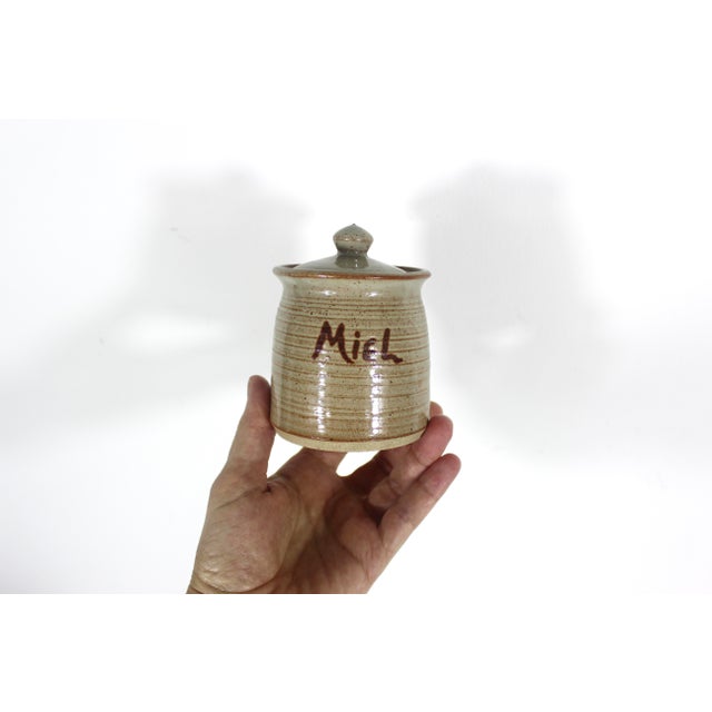 Vintage French Studio Pottery Honey Pot Jar For Sale - Image 9 of 9