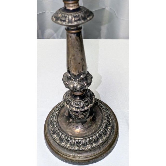 Pair of Antique Victorian Rococo Revival Silverplate Candlesticks, 12 Inches Tall For Sale - Image 9 of 18