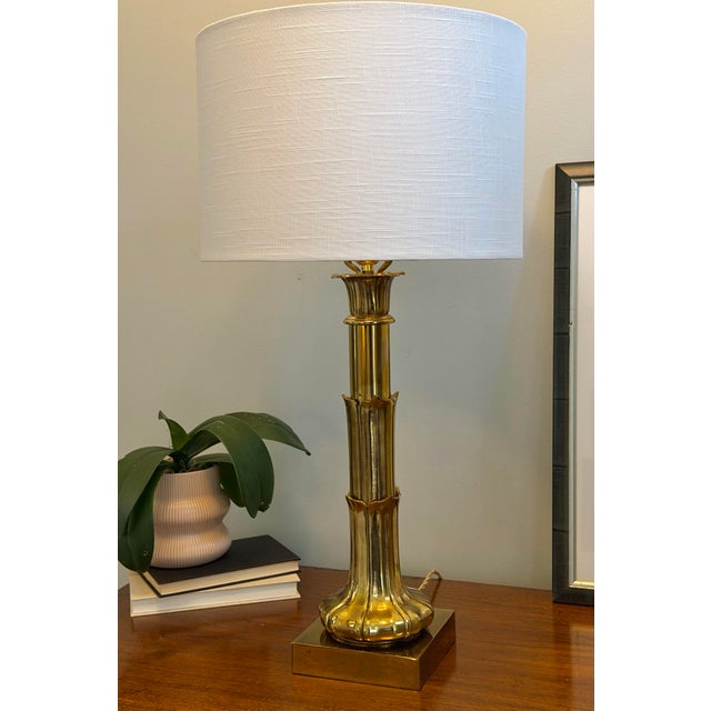 Vintage Tyndale Sculptural Lotus Brass Table Lamp, Rewired For Sale In Washington DC - Image 6 of 7