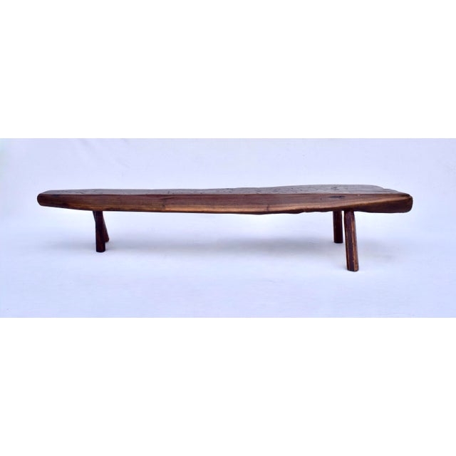 Primitive Antique Pig Bench, Single Slab Black Walnut, 19th Century For Sale - Image 12 of 15
