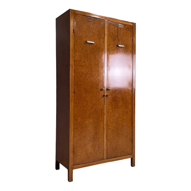 Art Deco Italian Wooden Wardrobe with Hinged Doors, 1930s For Sale
