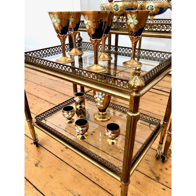 Metal Art Deco Style Nesting Tables in Brass, 1950s, Set of 3 For Sale - Image 7 of 11