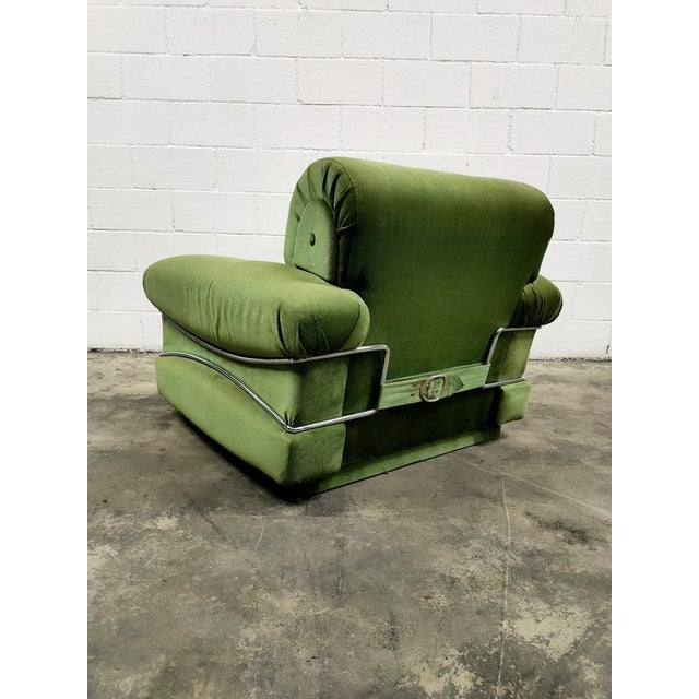 Vintage Lounge Chair in Velvet For Sale - Image 4 of 5