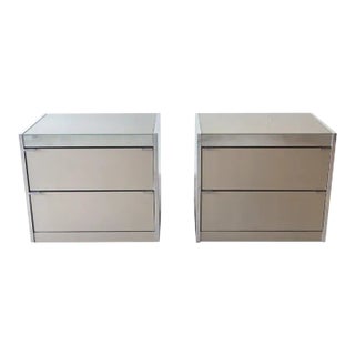 Ello Mid Century Mirrored Glass and Chrome Nightstands For Sale