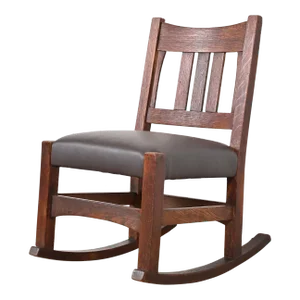 Gustav Stickley Antique Mission Oak Arts & Crafts Sewing Rocking Chair, Circa 1900