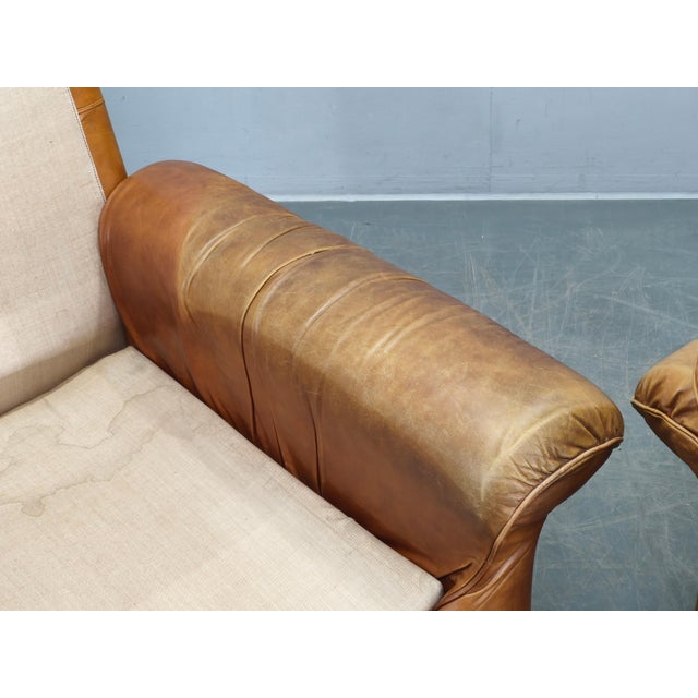 Cognac Buffalo Leather Lounge Armchairs from Arcon Italia, 1970s, Set of 2 For Sale - Image 13 of 18