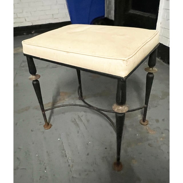 1960s Black Iron Stool With Brass Accents For Sale - Image 11 of 12