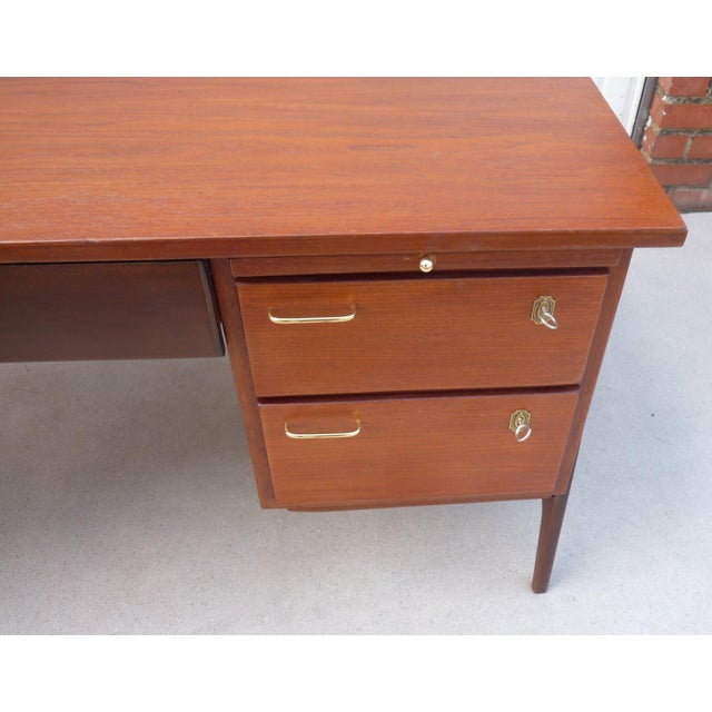 Vintage Brown Desk in Teak, 1950s For Sale - Image 10 of 13