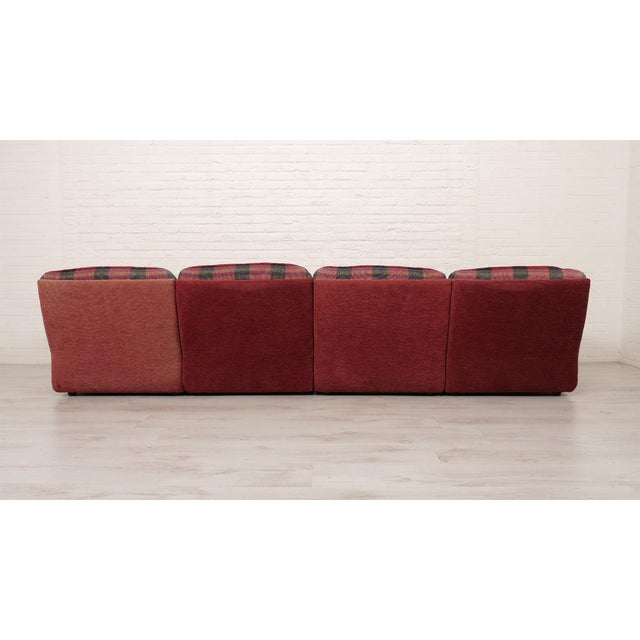 Green Modular Red Checkered Sofa, 1970s, Set of 4 For Sale - Image 8 of 13